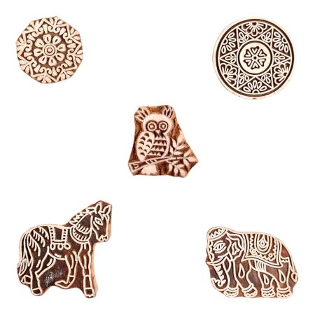 Set of 5 Piece New Mix Wooden Printing Block